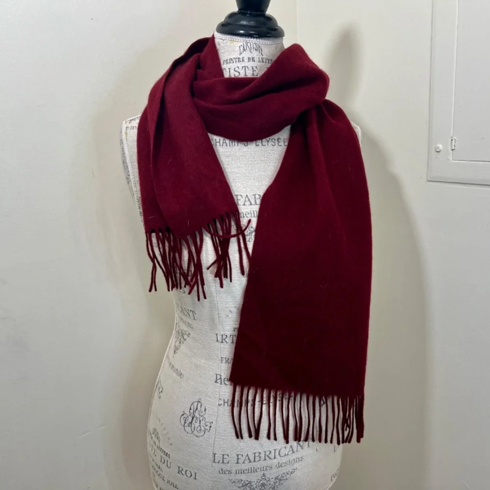 ELLIOT MULRYAN Mens Womens WINTER 100% CASHMERE SCARF burgundy Made in England